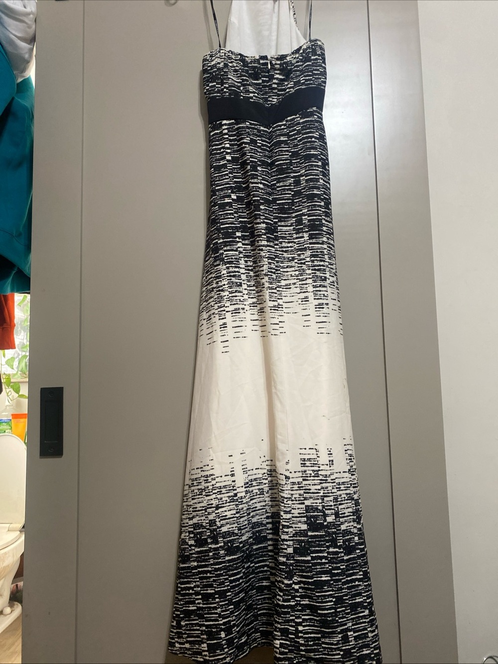 Vince Camuto Black & White Halter Ombre Maxi Gown - Picture 5 of 7